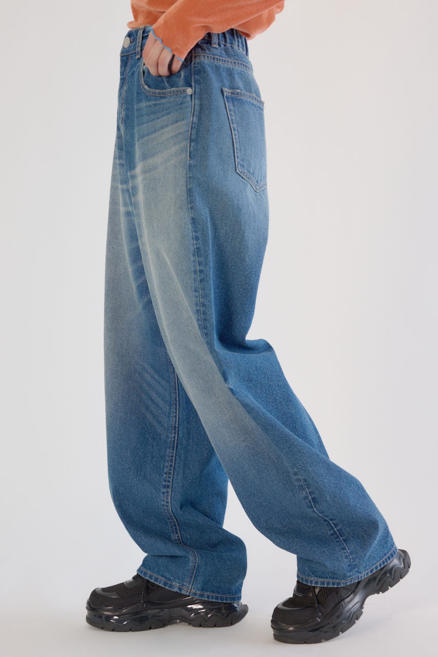ワイド ルーズデニム BLU S