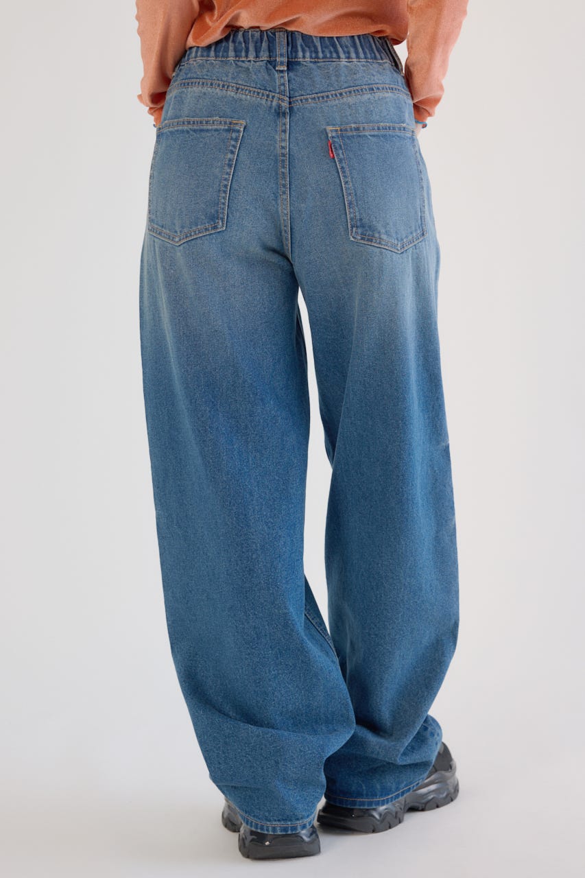 ワイド ルーズデニム BLU S