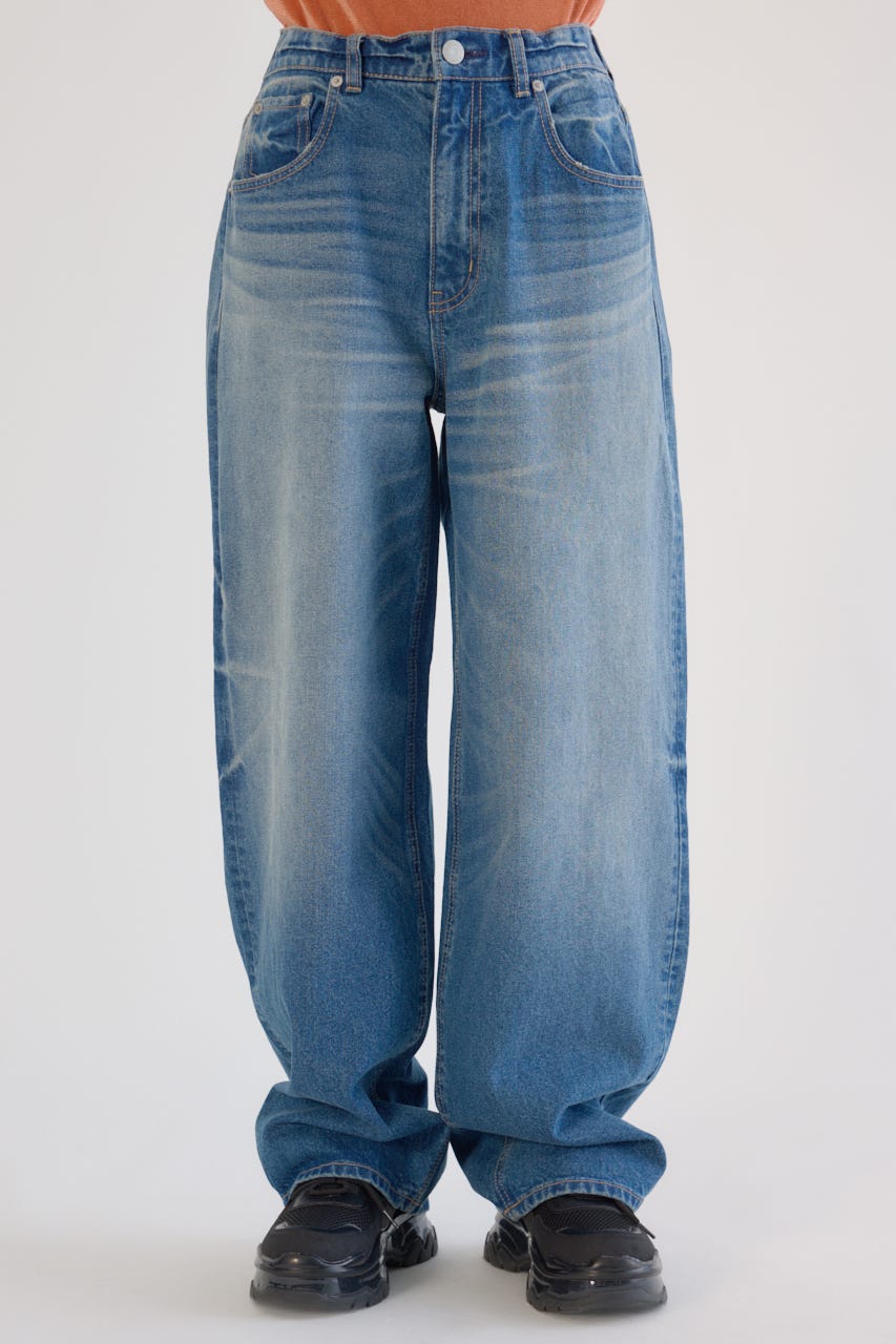 ワイド ルーズデニム BLU S