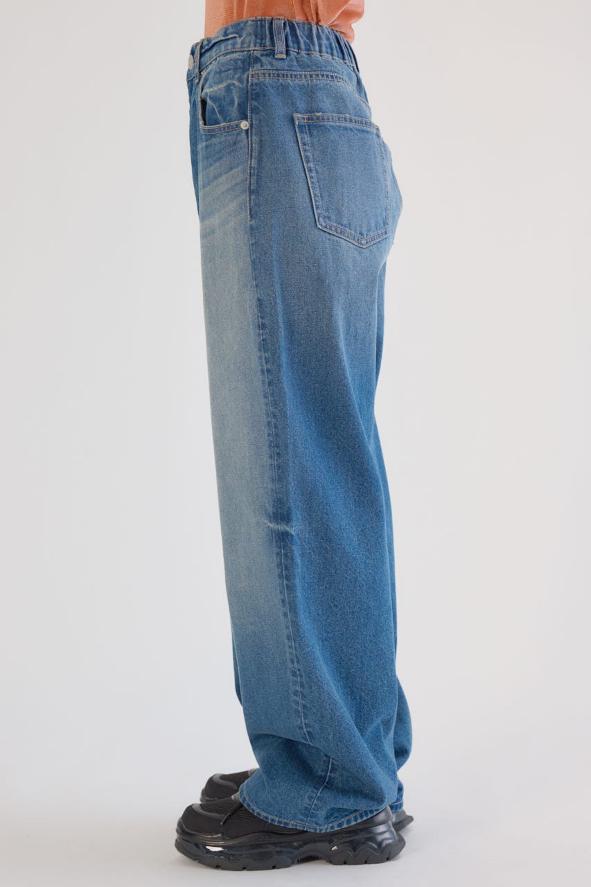 ワイド ルーズデニム BLU S