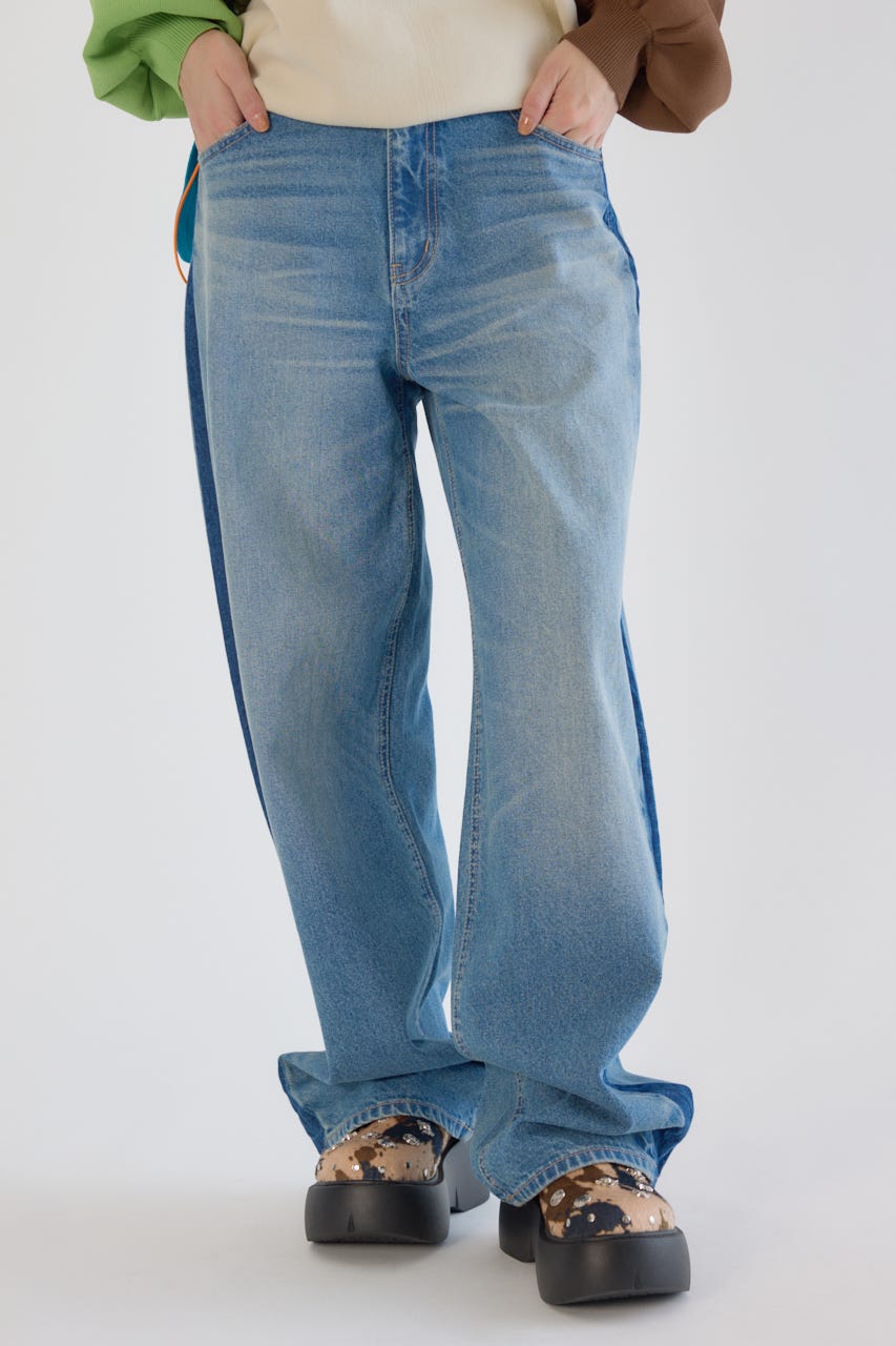 ワイド ルーズデニム L/BLU S