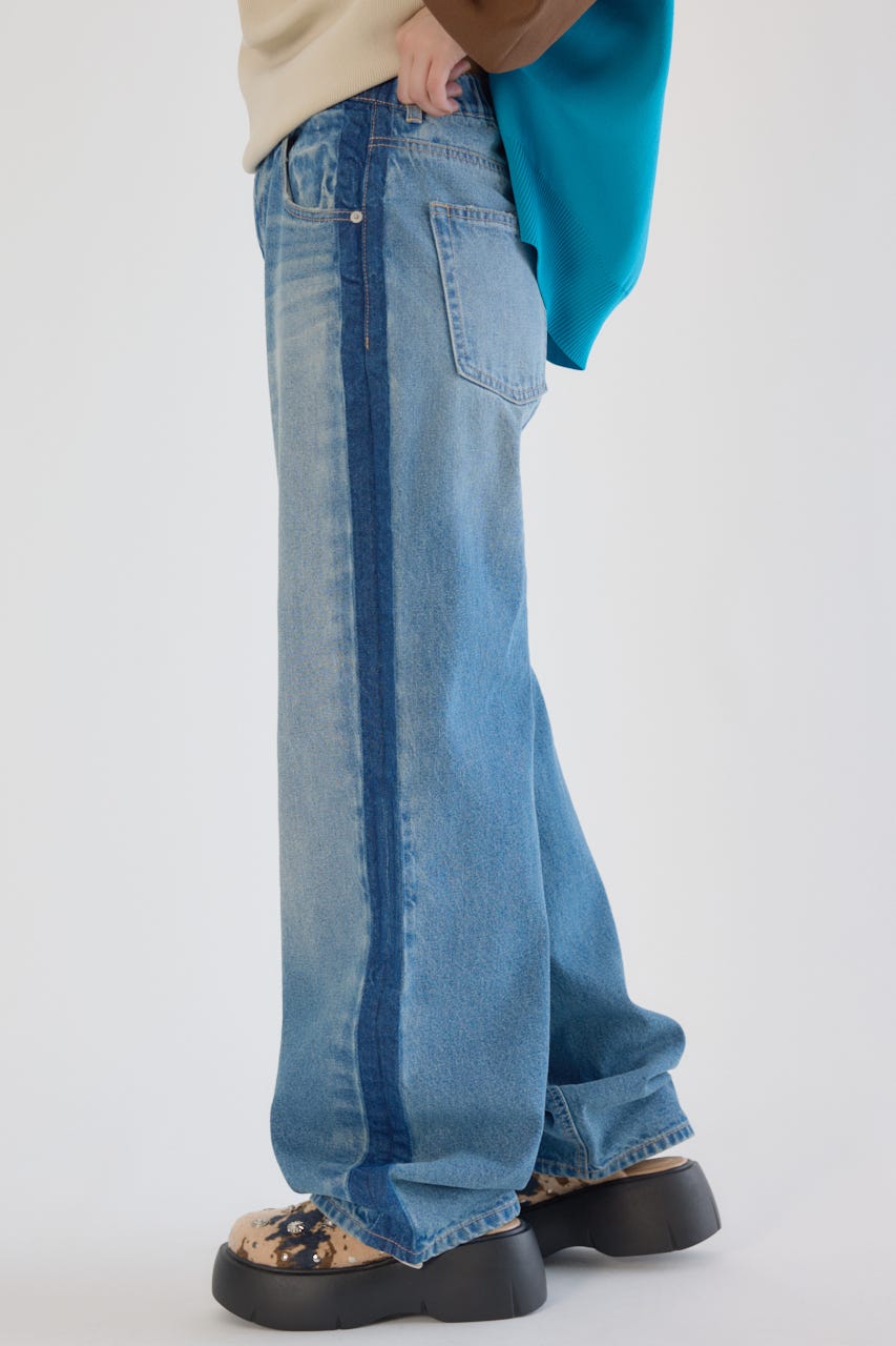 ワイド ルーズデニム L/BLU S