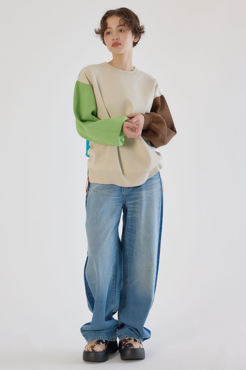 ワイド ルーズデニム L/BLU S