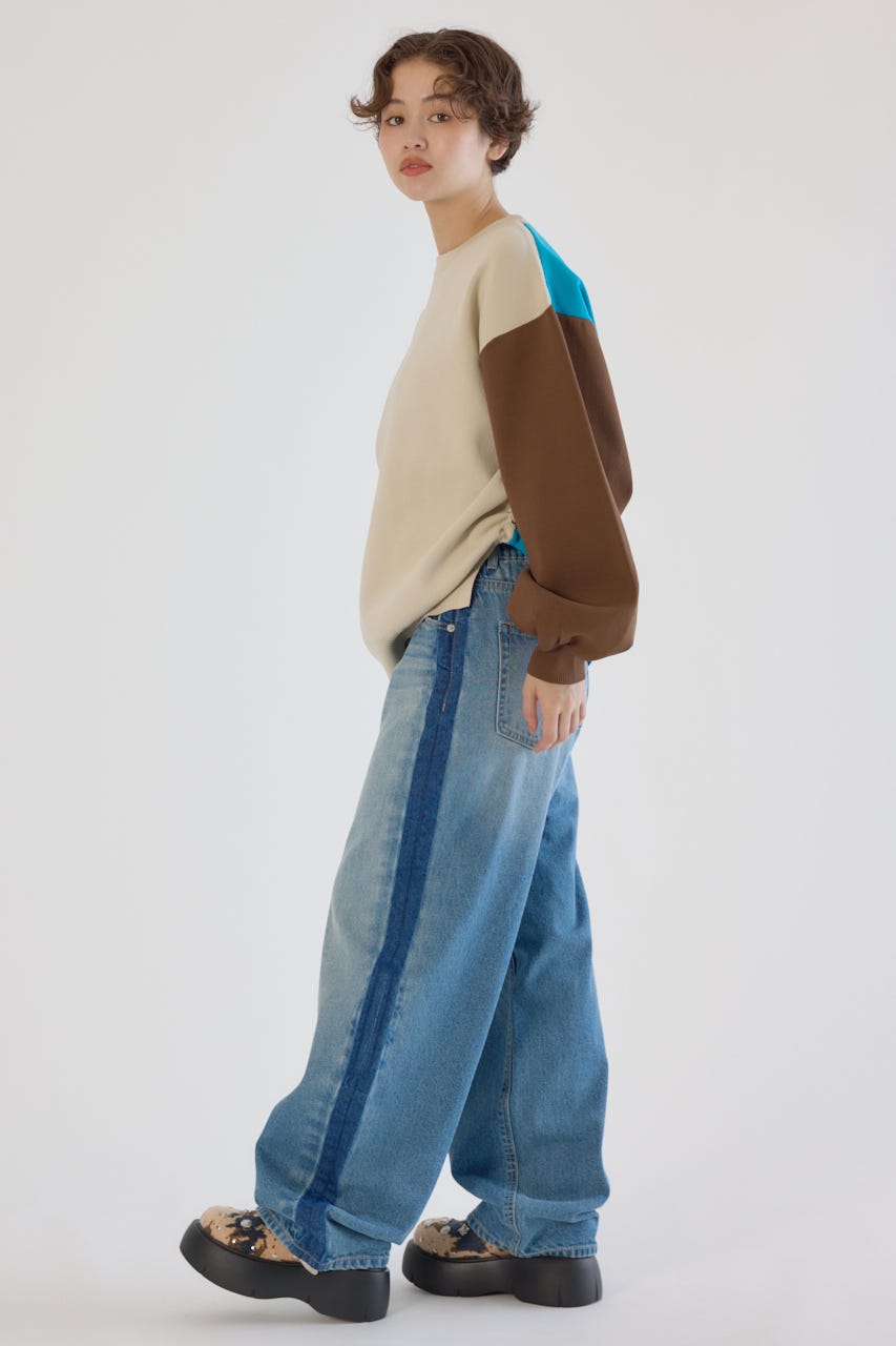 ワイド ルーズデニム L/BLU S