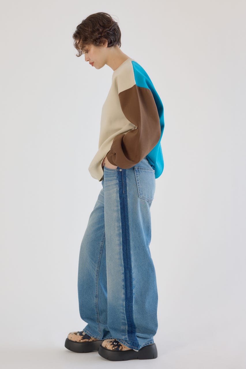 ワイド ルーズデニム L/BLU S