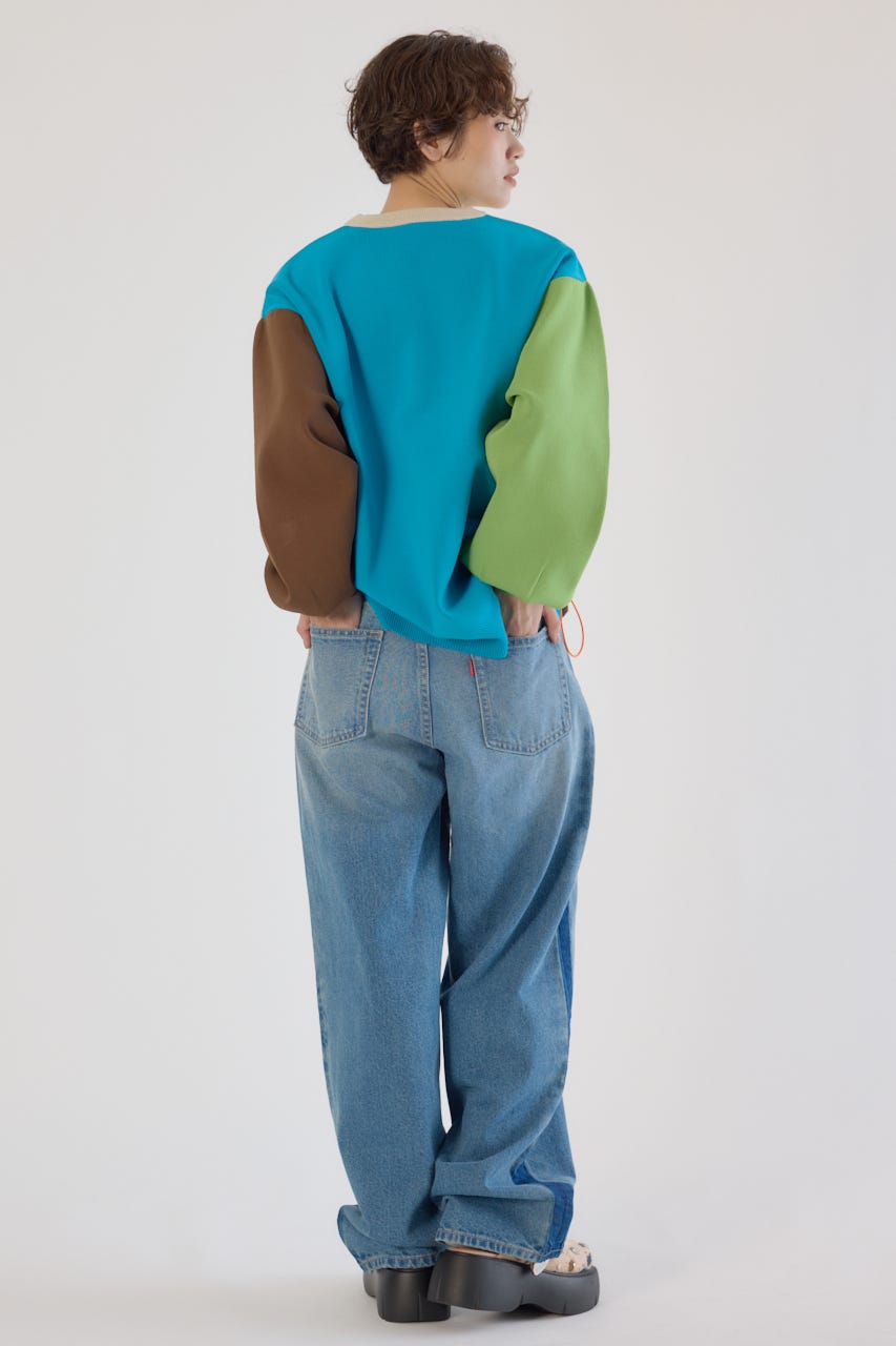 ワイド ルーズデニム L/BLU S