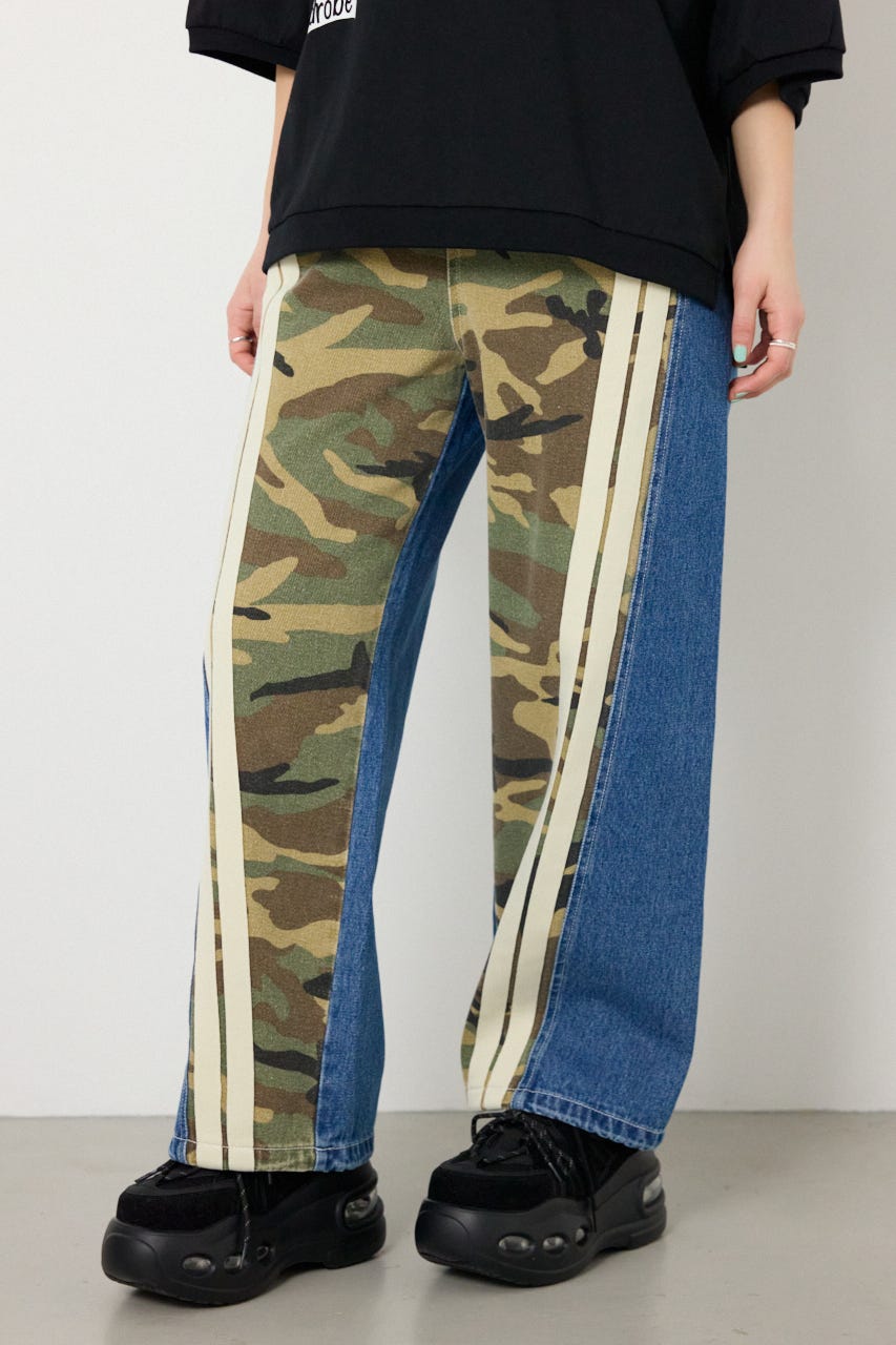 【SS先行アイテム】アソートパターン切り替えラインデニム 迷彩 M