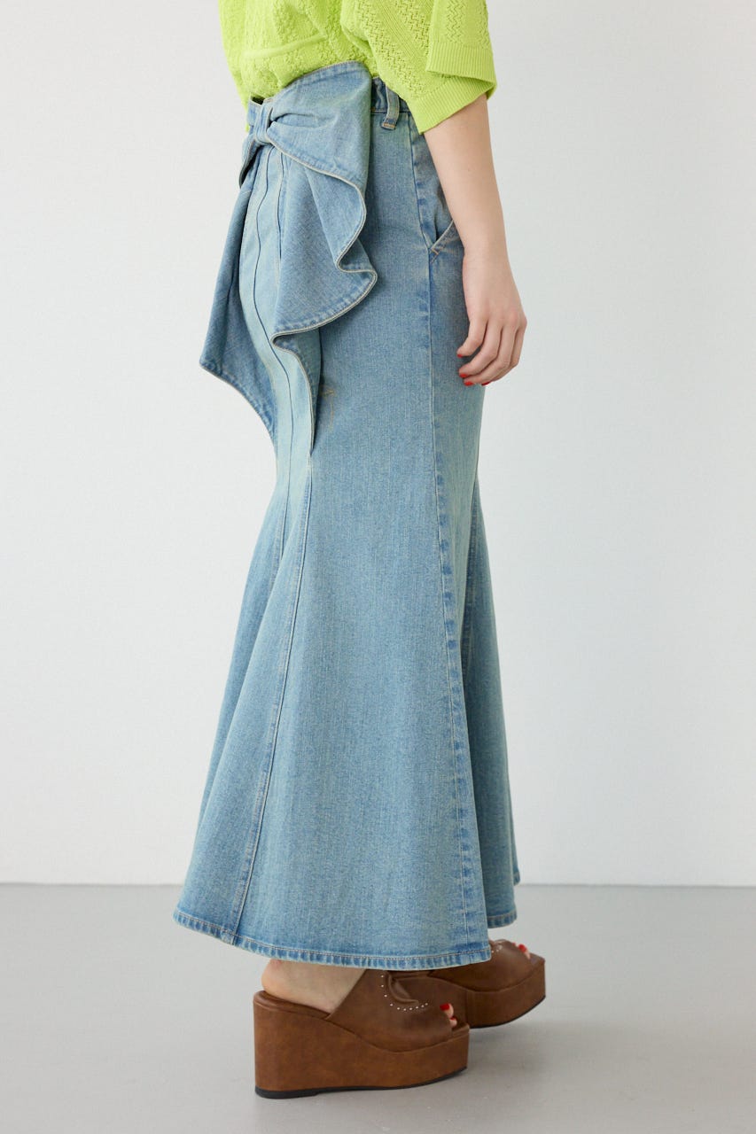 ビッグリボンマーメイドデニムスカート BLU S