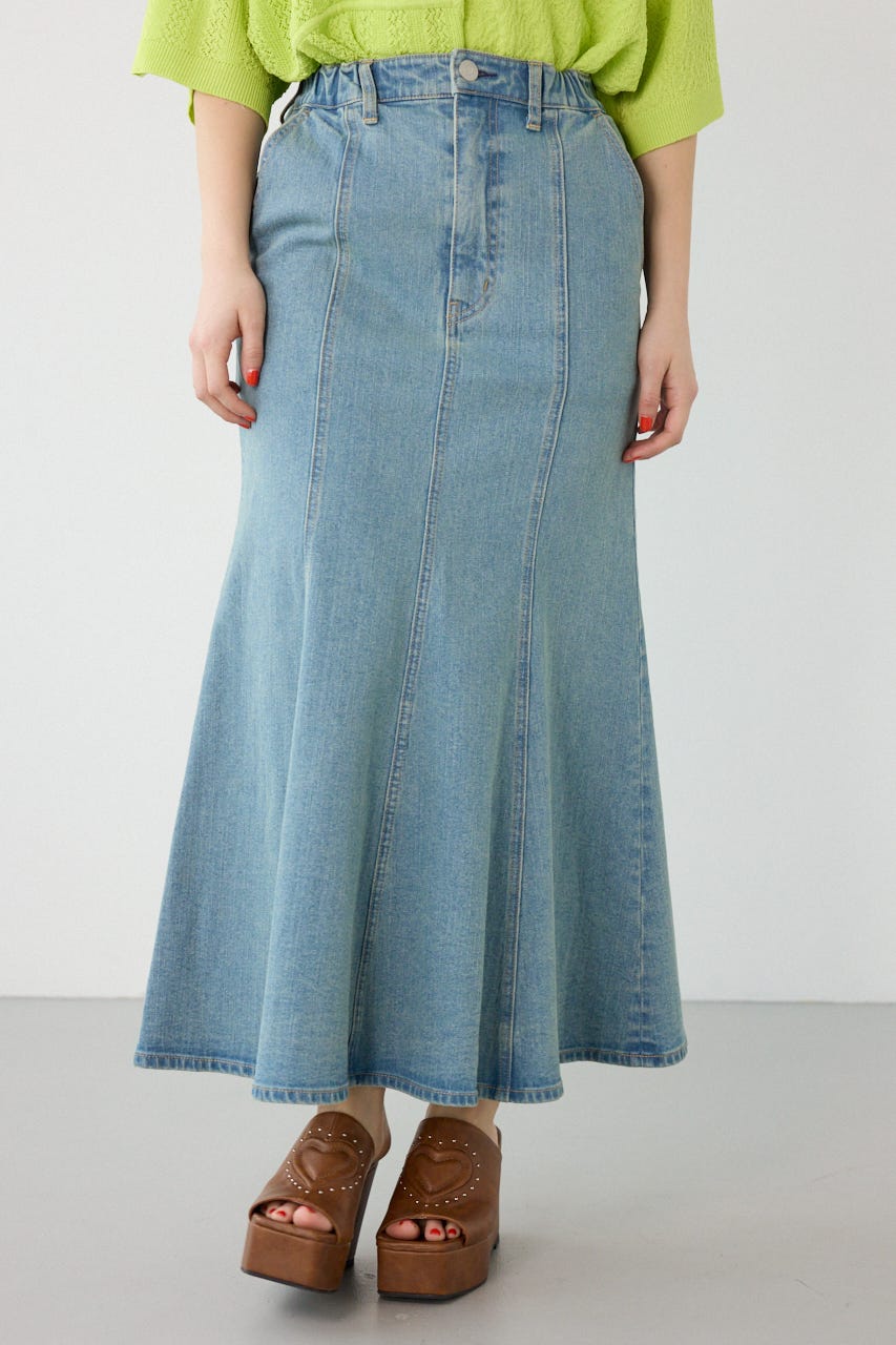 ビッグリボンマーメイドデニムスカート BLU S