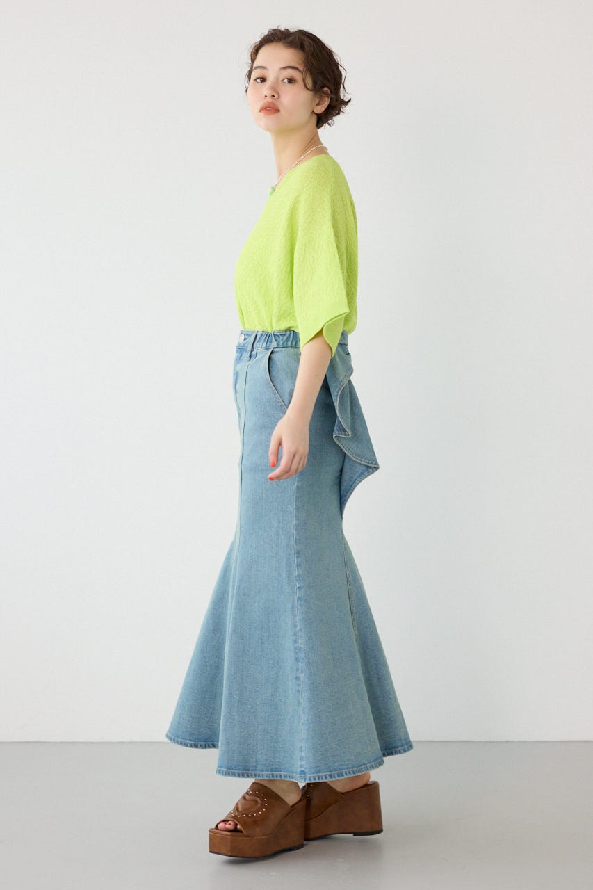 ビッグリボンマーメイドデニムスカート BLU S