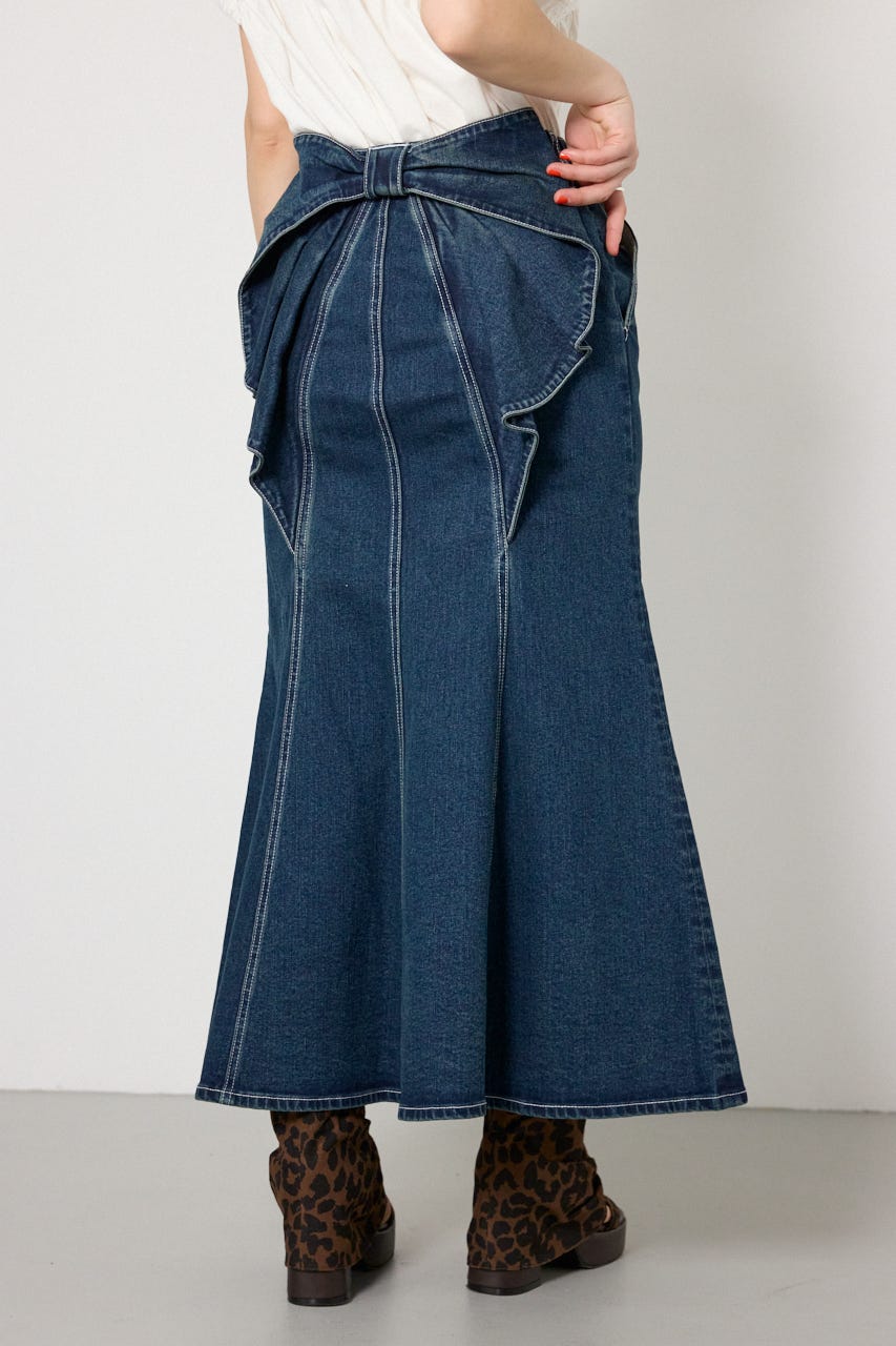ビッグリボンマーメイドデニムスカート D/BLU M