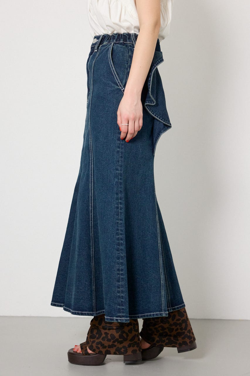 ビッグリボンマーメイドデニムスカート D/BLU M