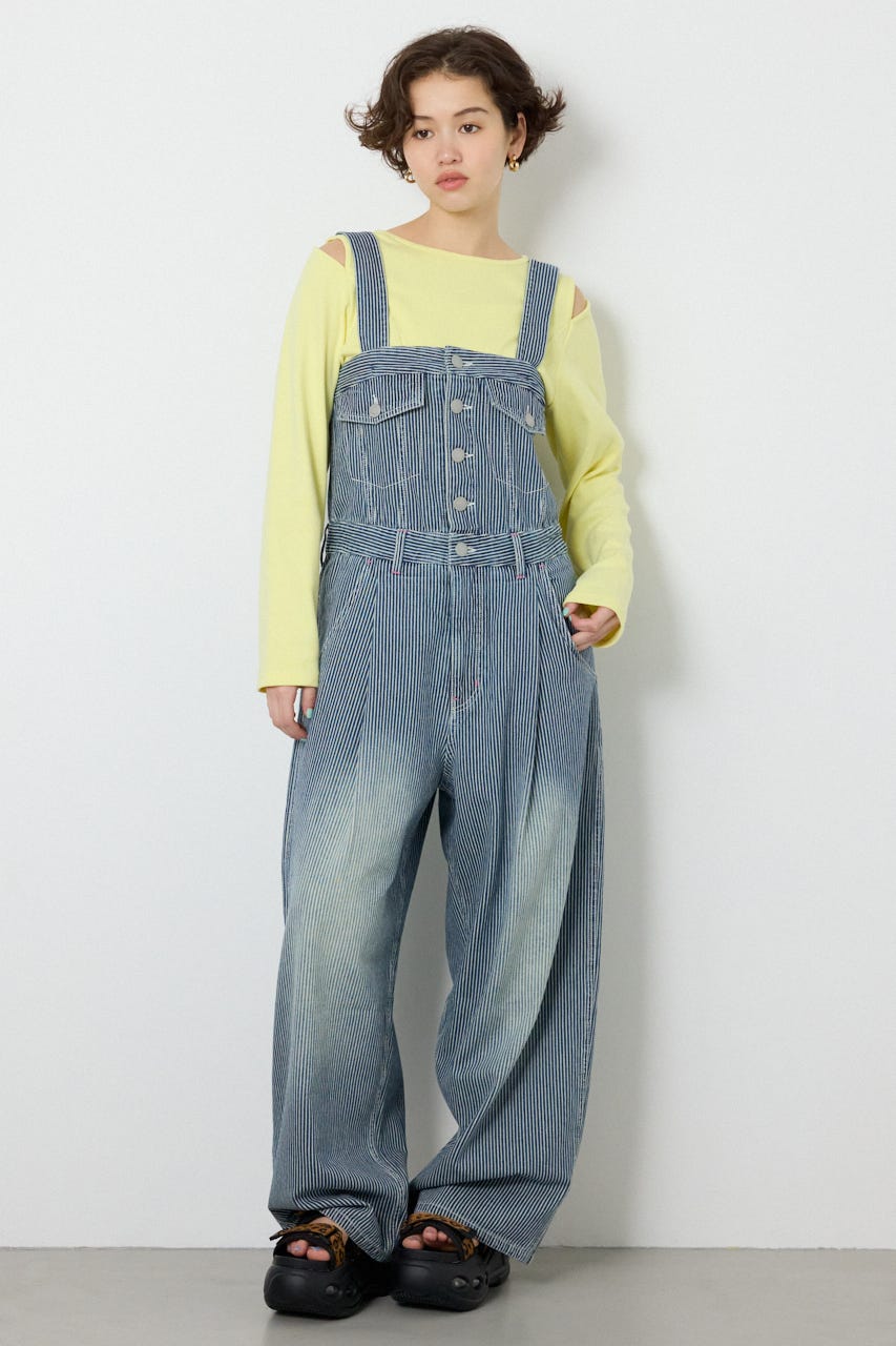 【SS先行アイテム】2WAYデニムサロペット 柄BLU S