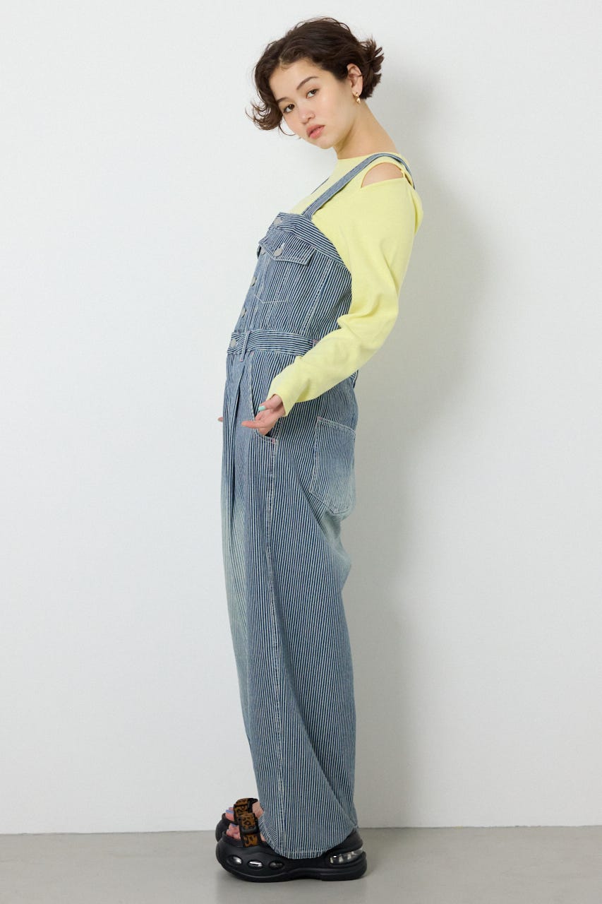 【SS先行アイテム】2WAYデニムサロペット 柄BLU S