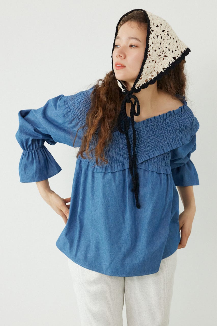 シャーリング2WAYトップス BLU FREE