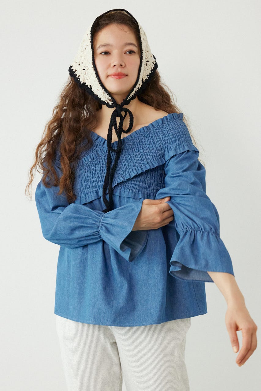 シャーリング2WAYトップス BLU FREE