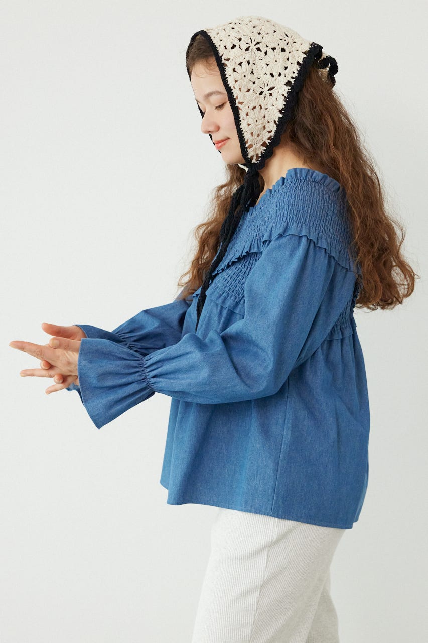 シャーリング2WAYトップス BLU FREE