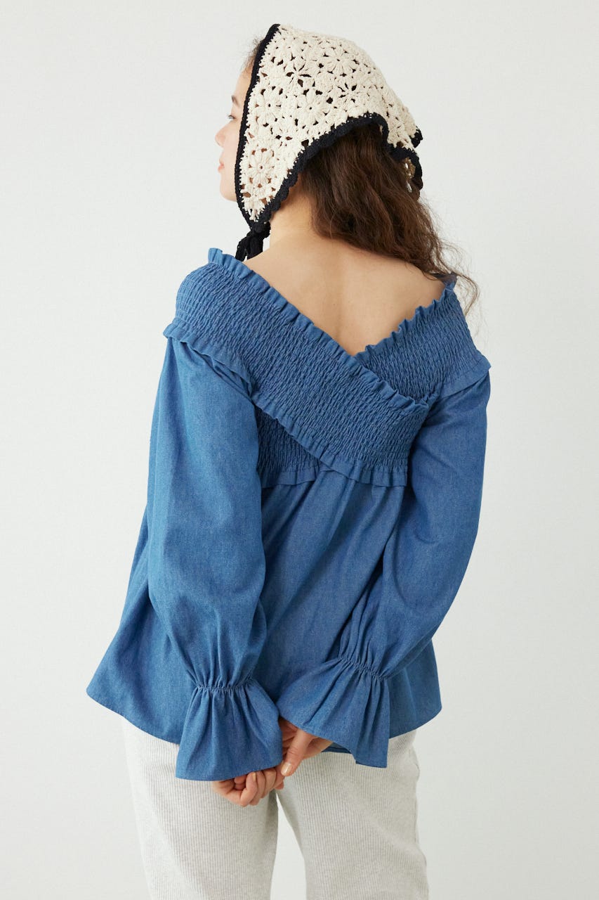 シャーリング2WAYトップス BLU FREE