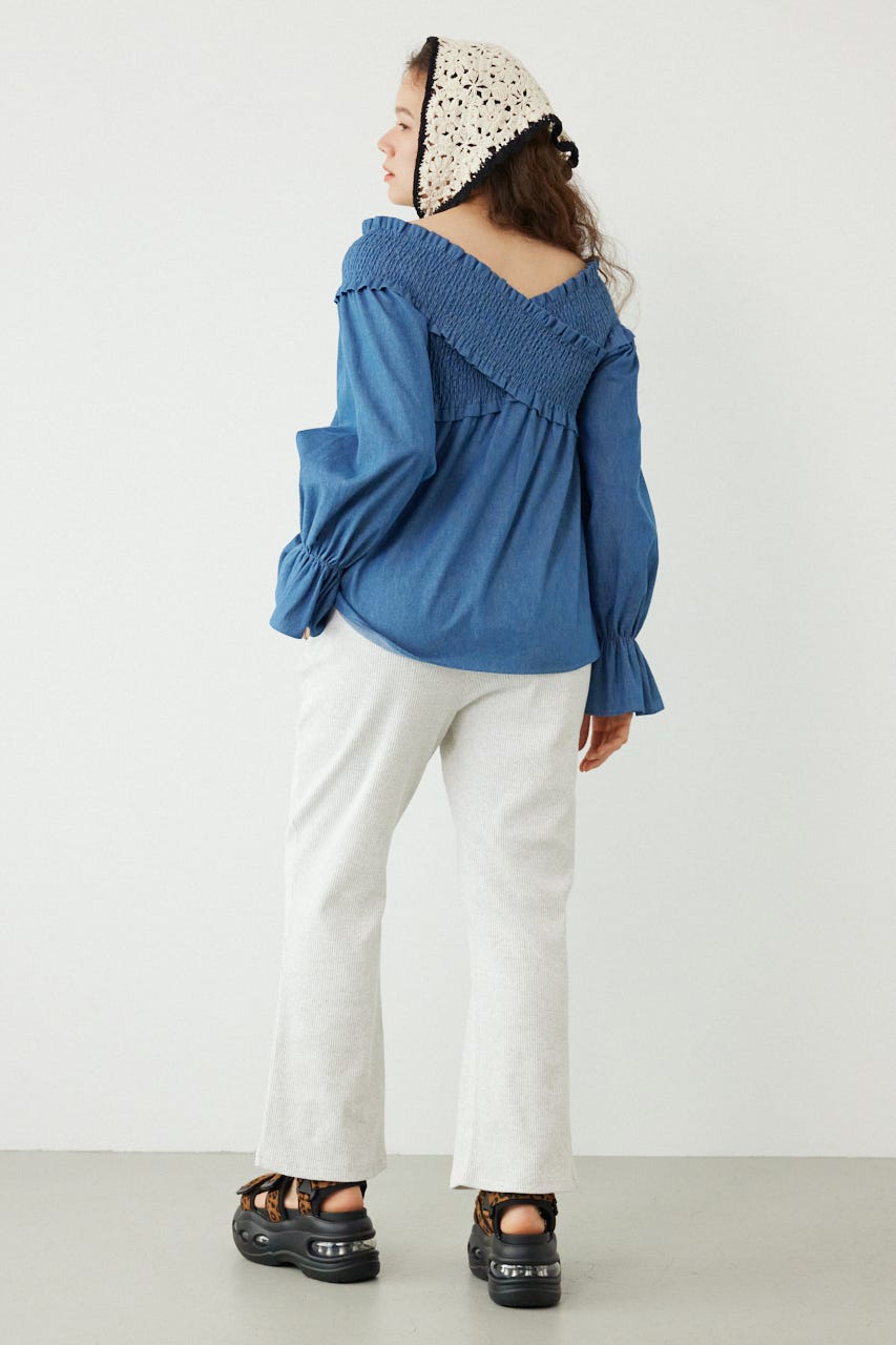 シャーリング2WAYトップス BLU FREE