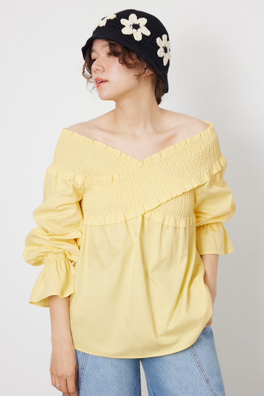 シャーリング2WAYトップス L/YEL FREE