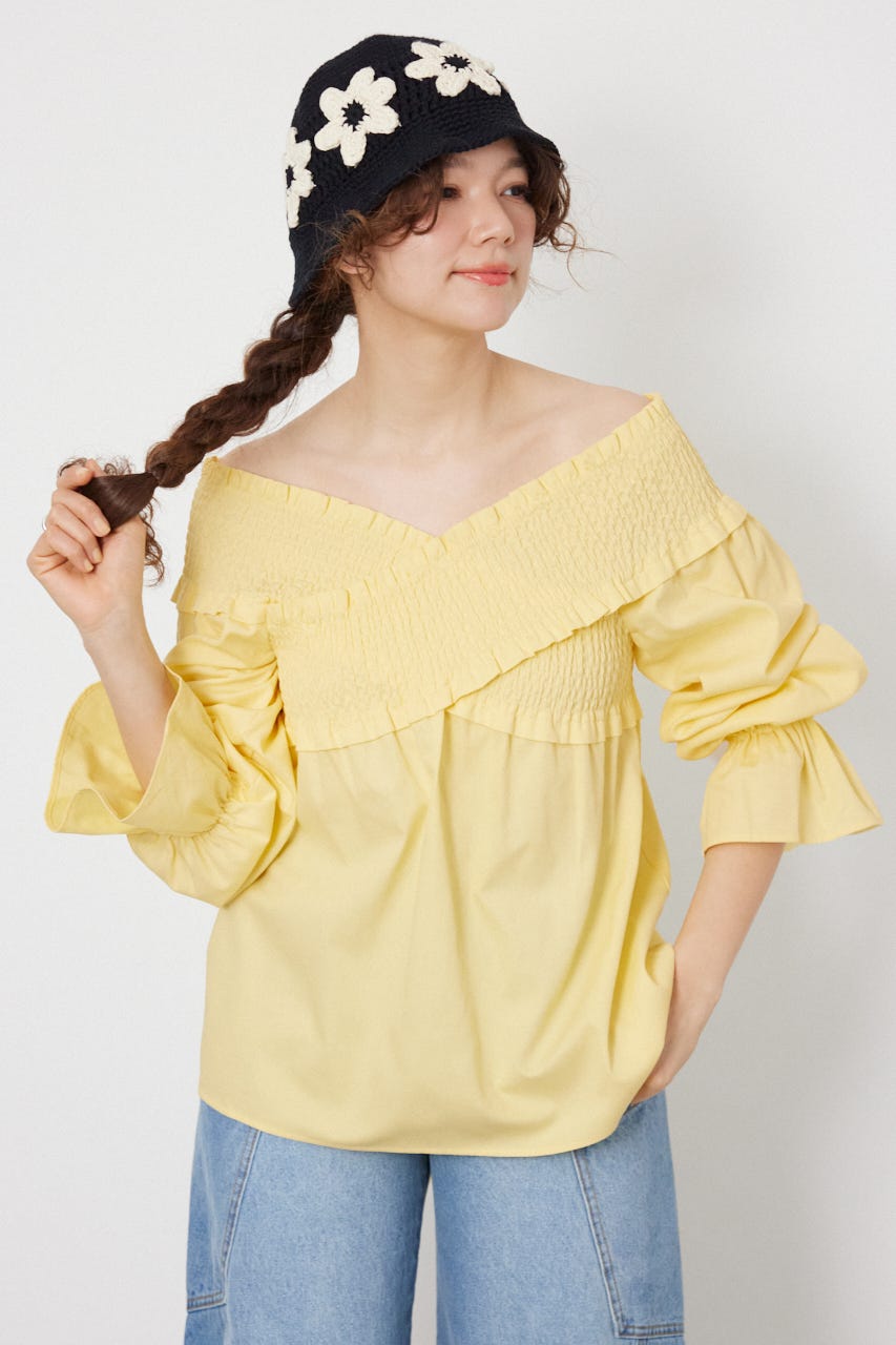 シャーリング2WAYトップス L/YEL FREE