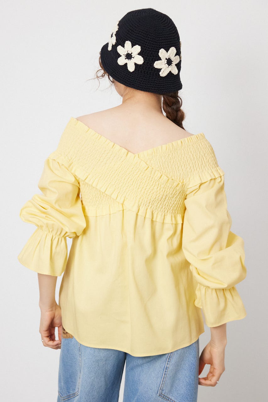 シャーリング2WAYトップス L/YEL FREE