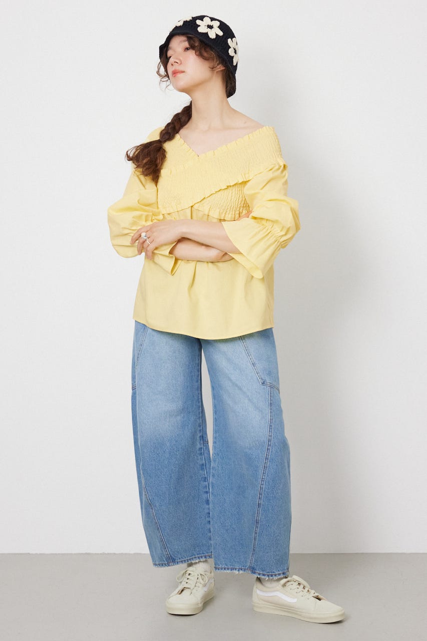 シャーリング2WAYトップス L/YEL FREE