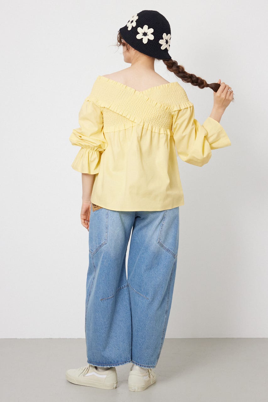 シャーリング2WAYトップス L/YEL FREE