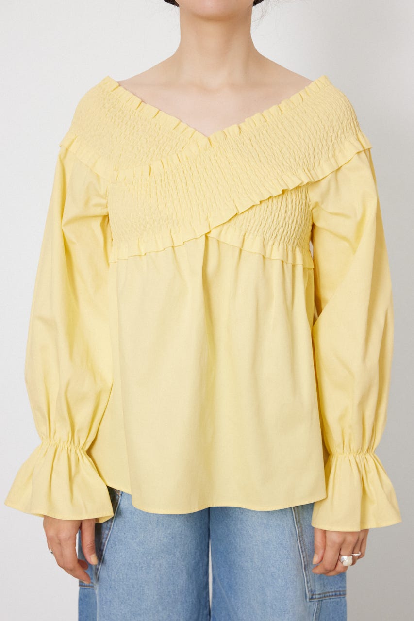 シャーリング2WAYトップス L/YEL FREE