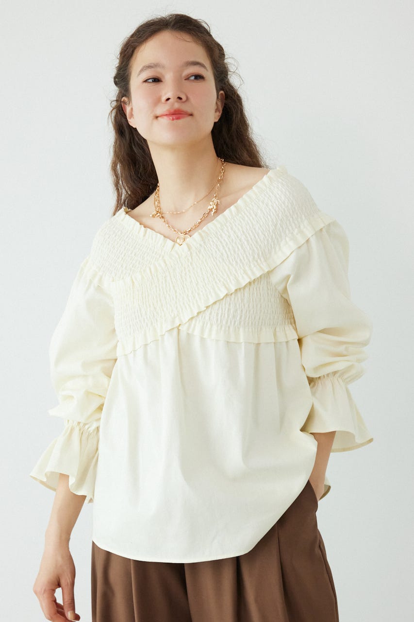 シャーリング2WAYトップス O/WHT FREE