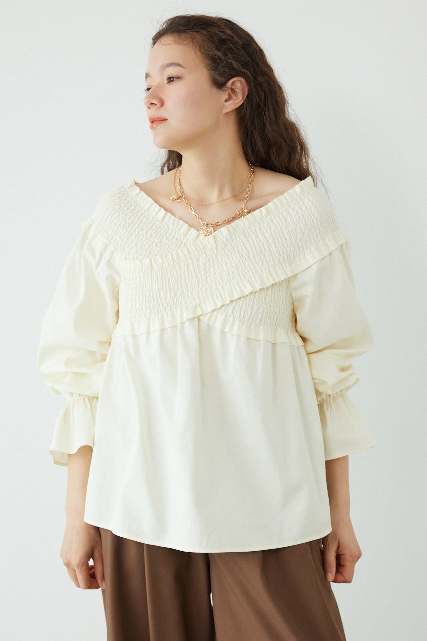 シャーリング2WAYトップス O/WHT FREE