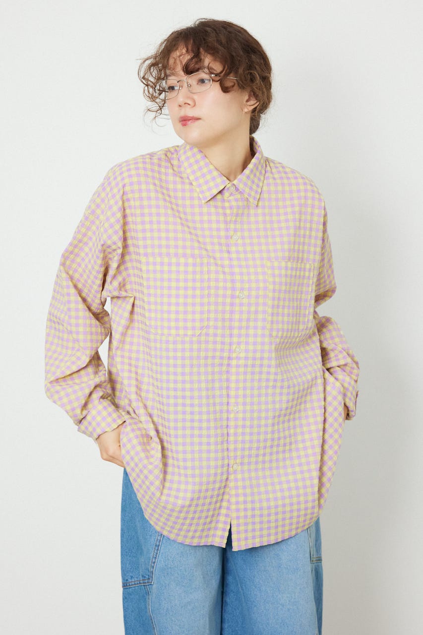 マルチパターンシャツ 柄PUR M