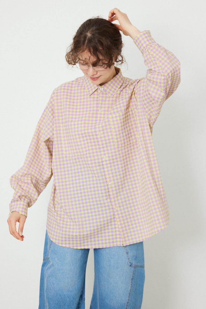 マルチパターンシャツ 柄PUR M