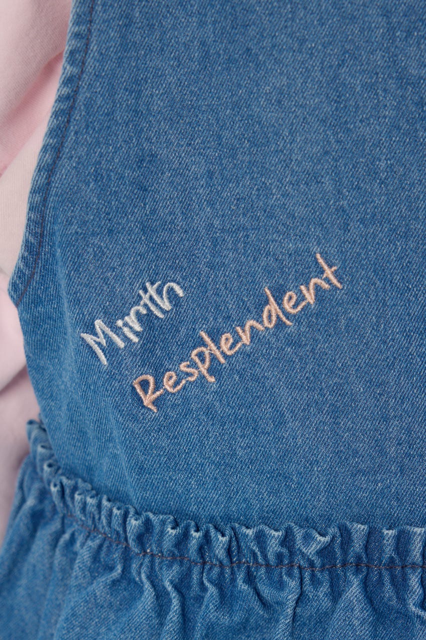 embroideryフロントジップベスト BLU FREE