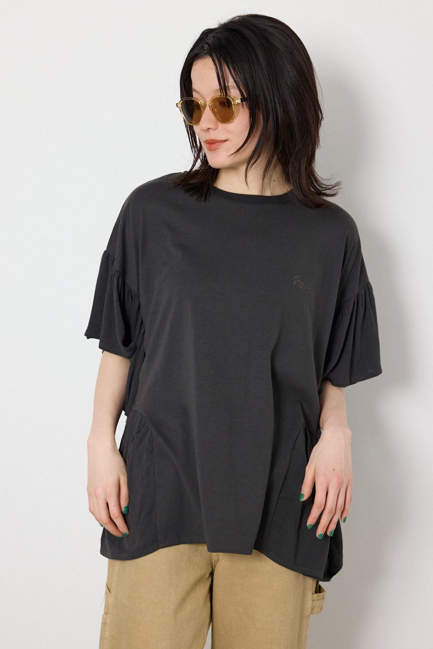 レーヨンクレープドッキングフリルトップス C.GRY FREE