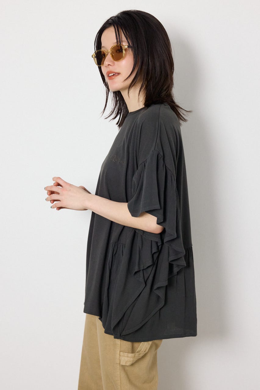 レーヨンクレープドッキングフリルトップス C.GRY FREE