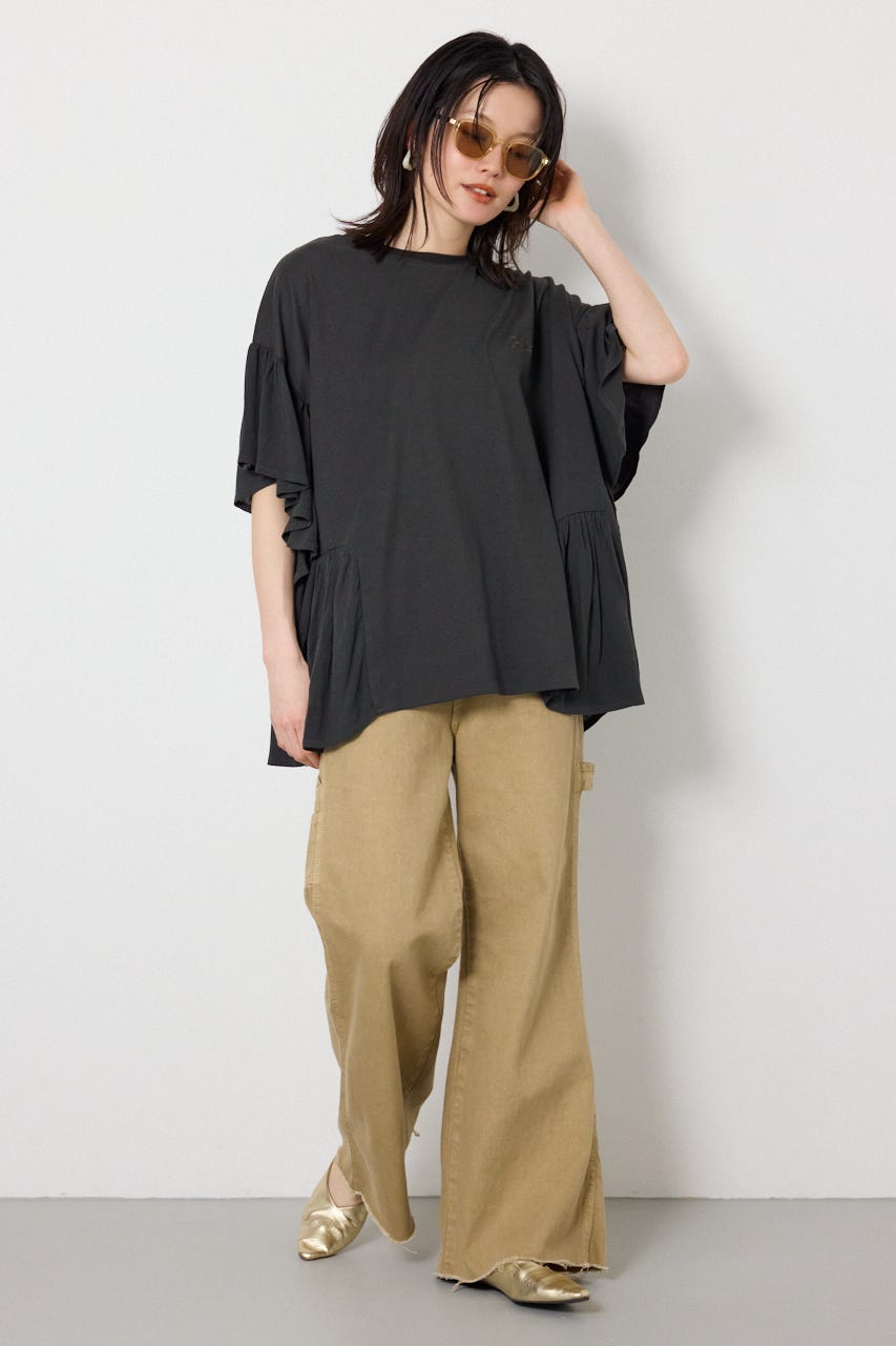 レーヨンクレープドッキングフリルトップス C.GRY FREE