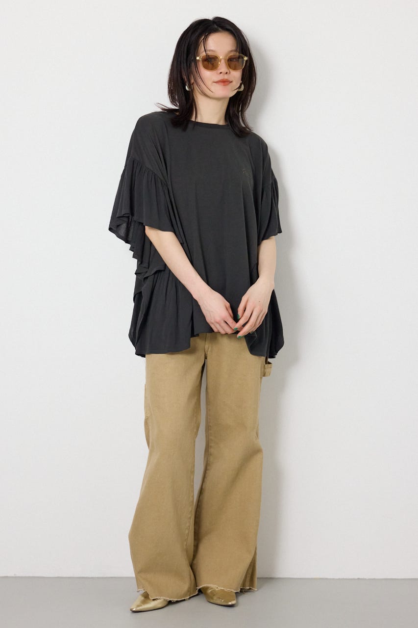 レーヨンクレープドッキングフリルトップス C.GRY FREE