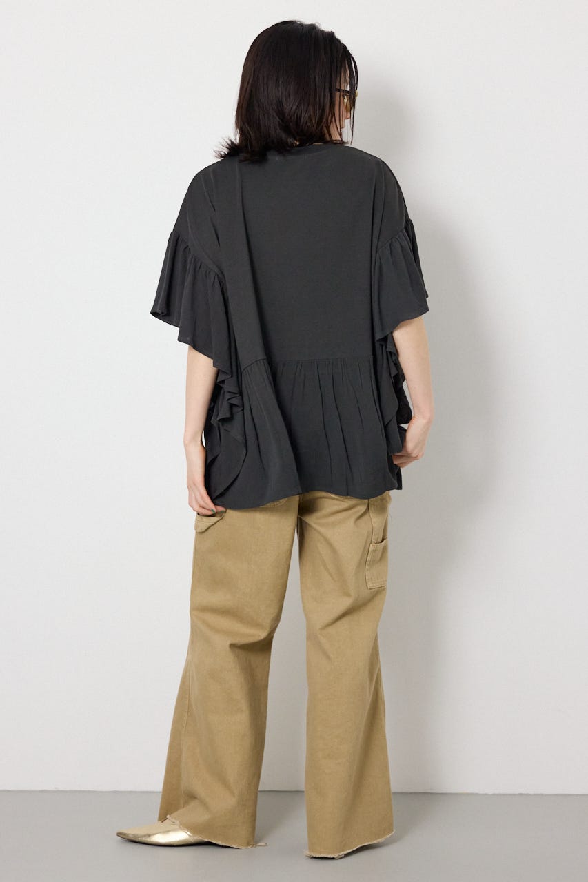 レーヨンクレープドッキングフリルトップス C.GRY FREE