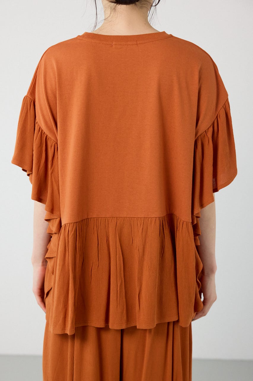 レーヨンクレープドッキングフリルトップス D/ORG FREE
