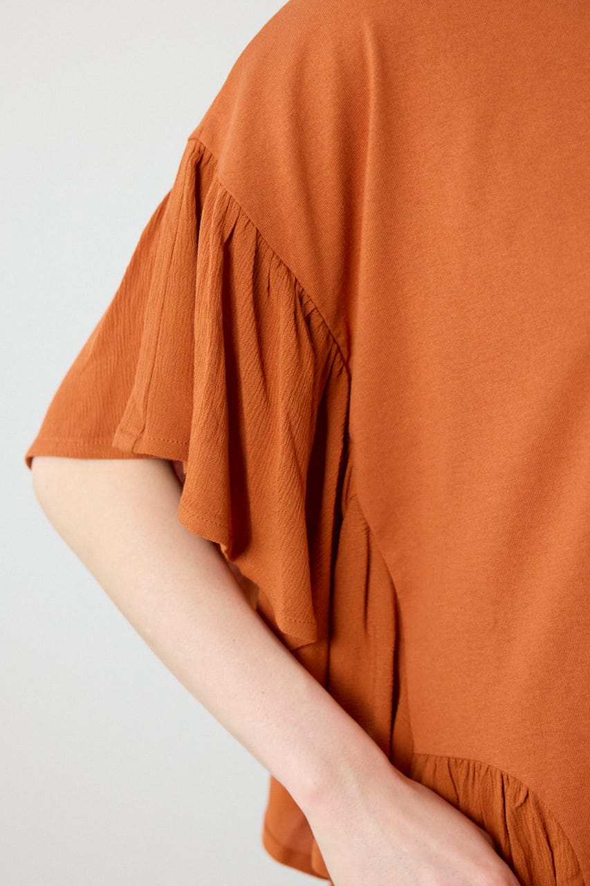 レーヨンクレープドッキングフリルトップス D/ORG FREE