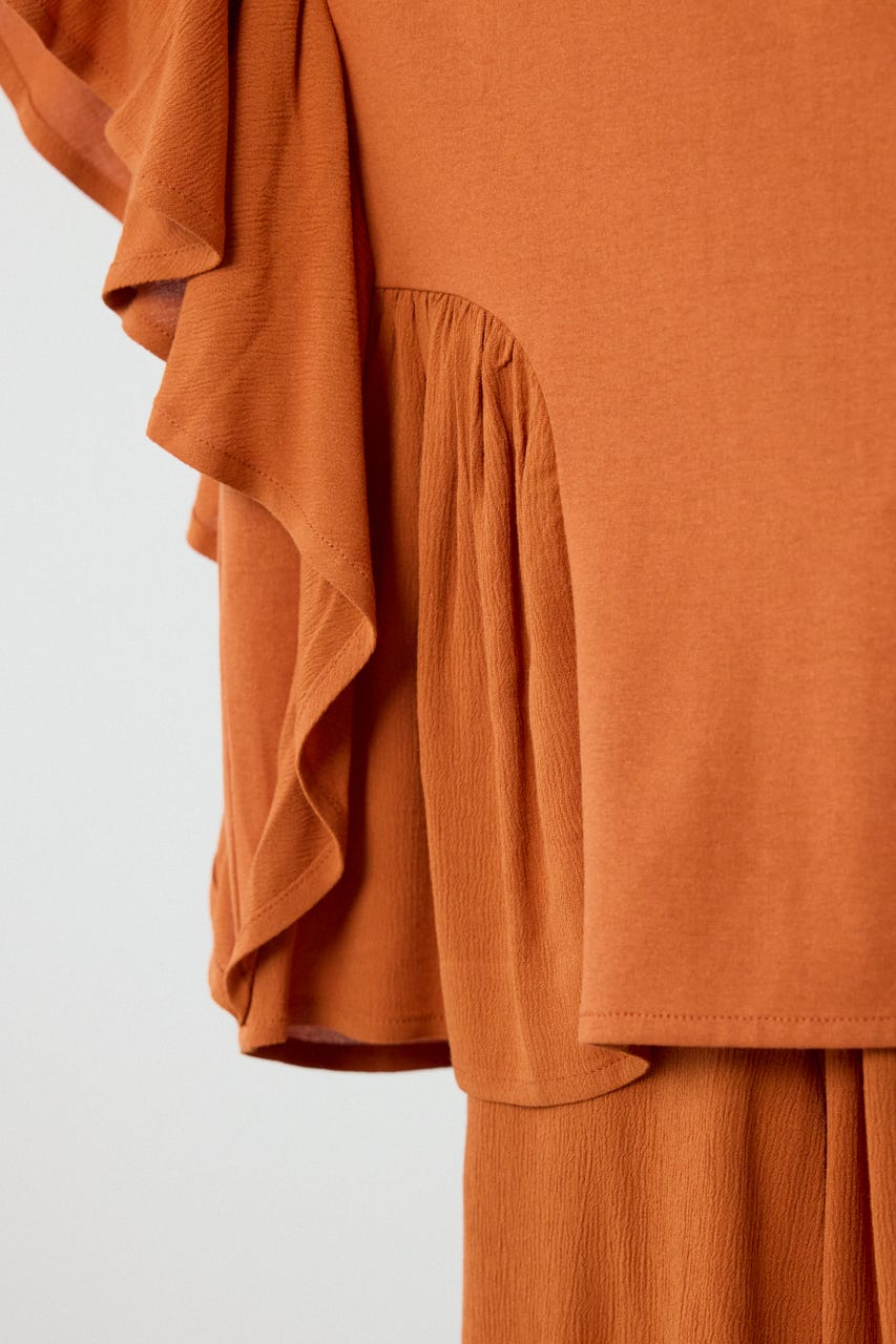 レーヨンクレープドッキングフリルトップス D/ORG FREE