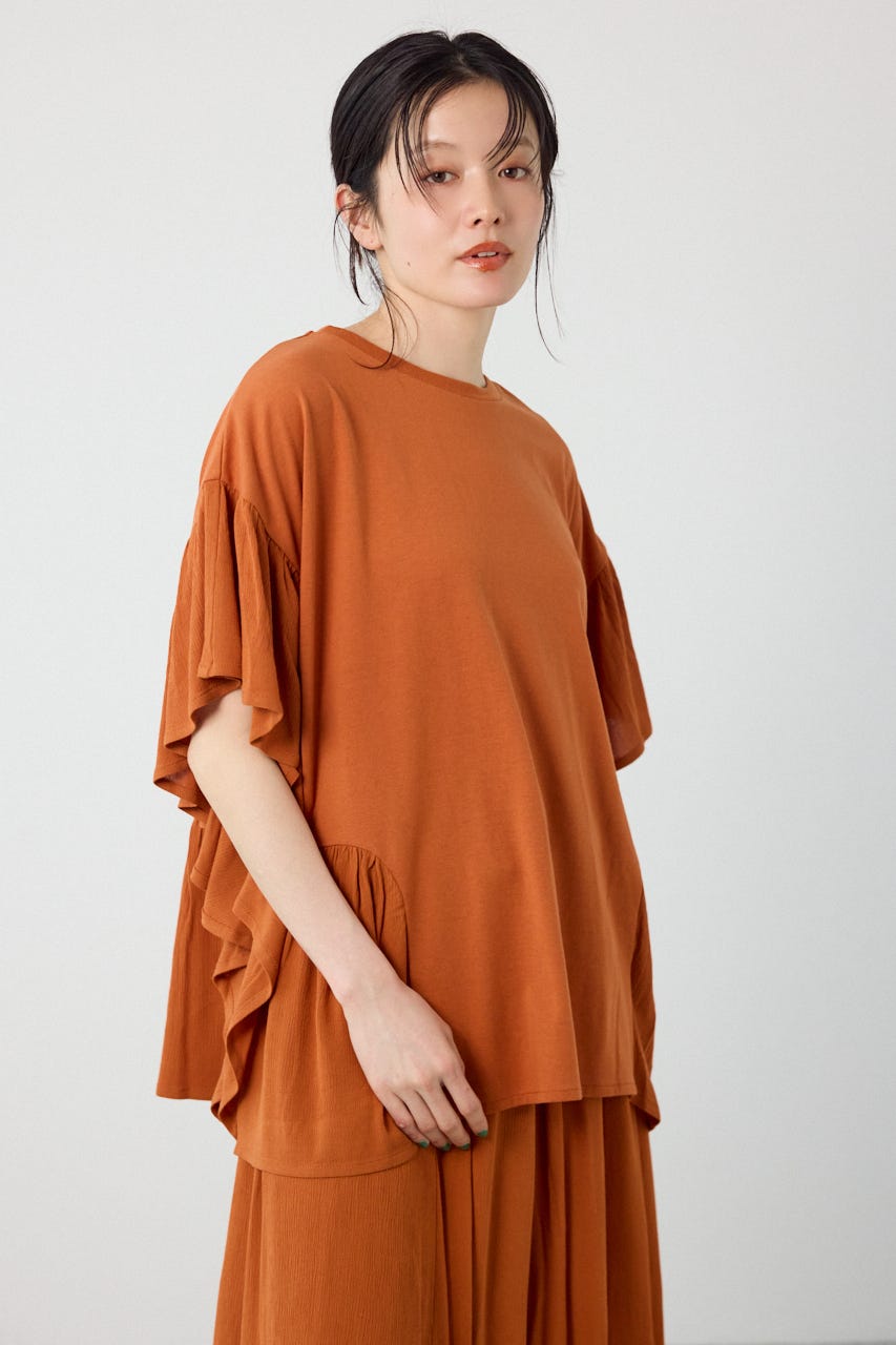 レーヨンクレープドッキングフリルトップス D/ORG FREE