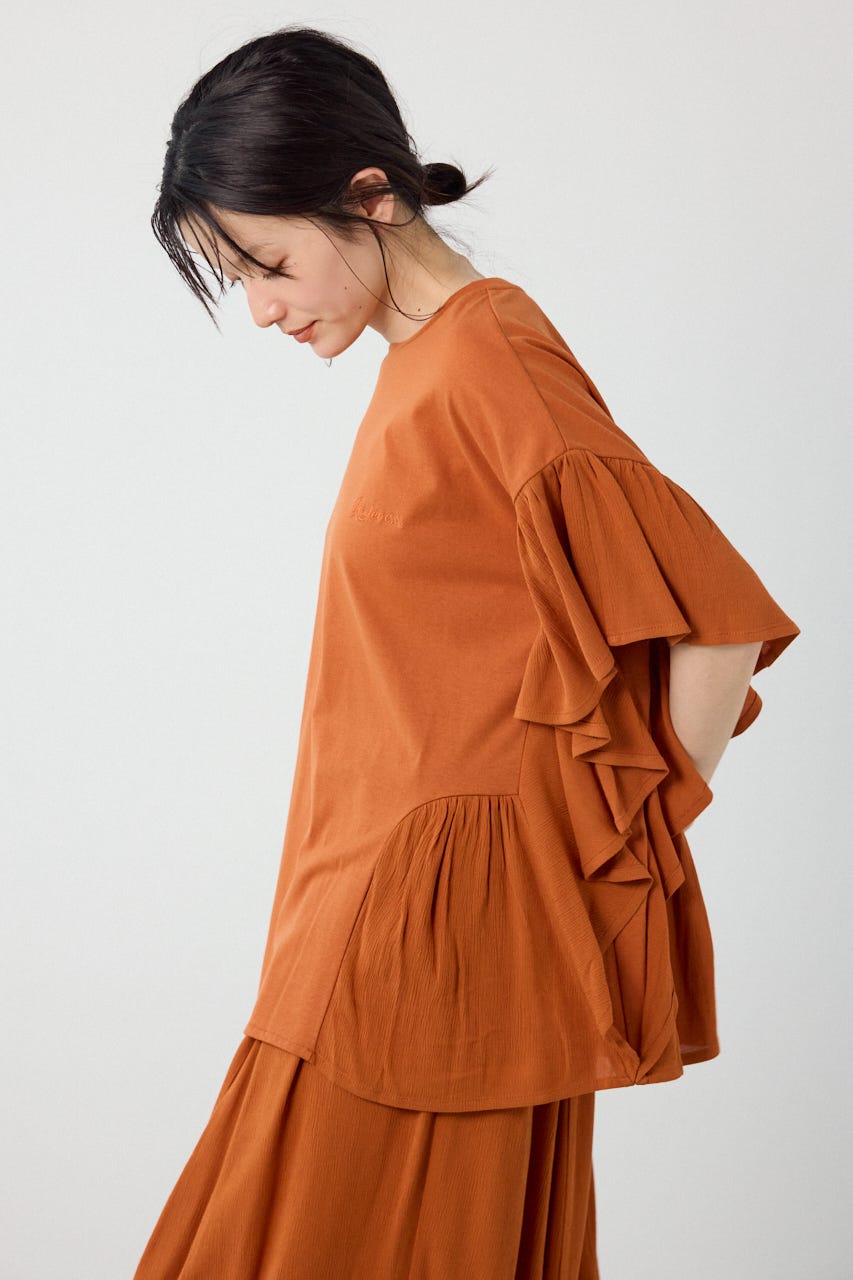 レーヨンクレープドッキングフリルトップス D/ORG FREE