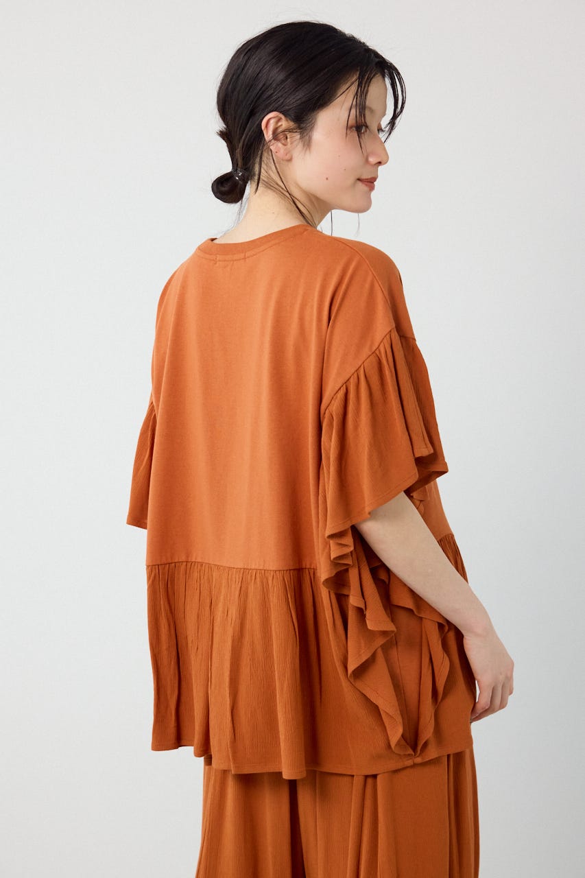 レーヨンクレープドッキングフリルトップス D/ORG FREE