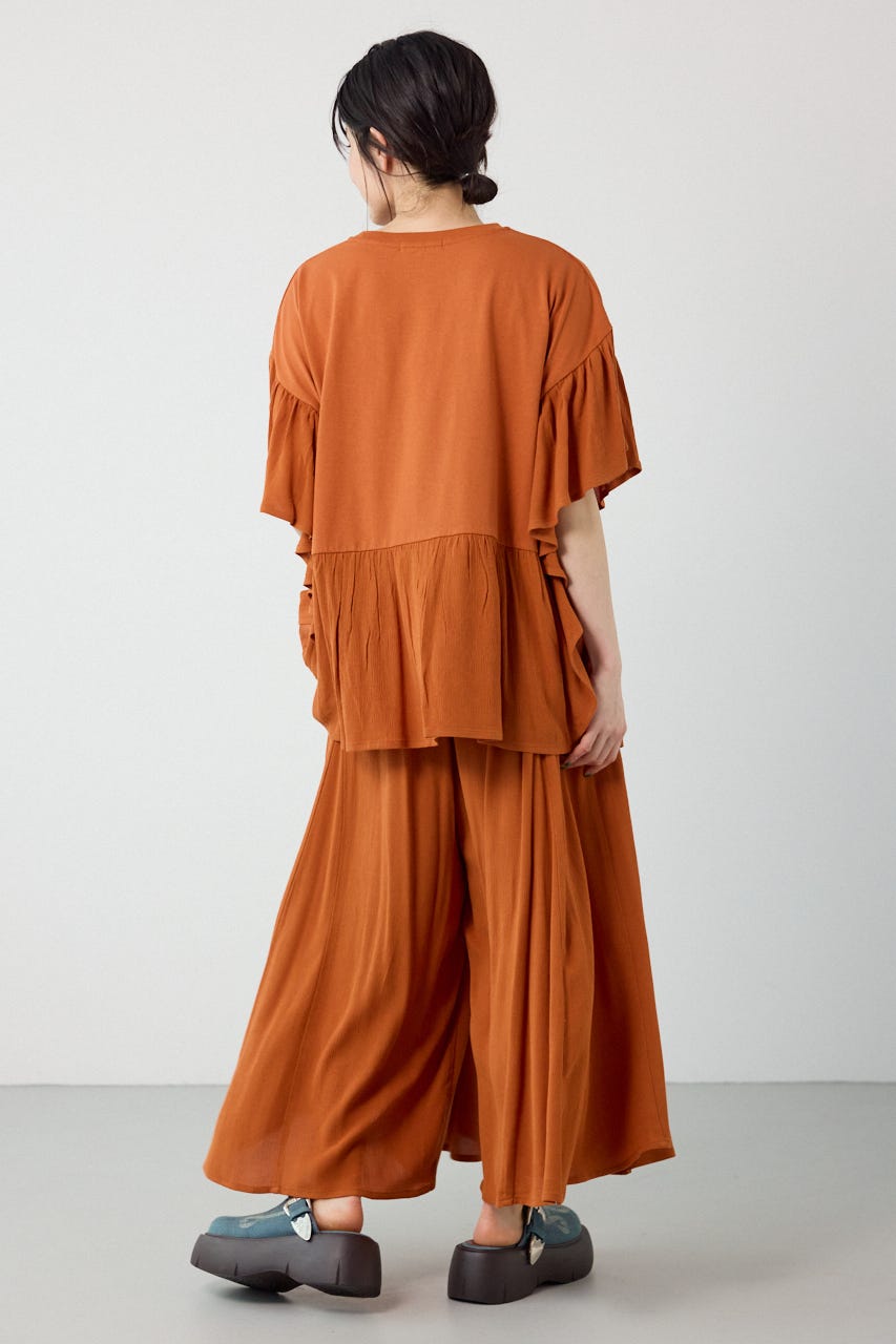 レーヨンクレープドッキングフリルトップス D/ORG FREE