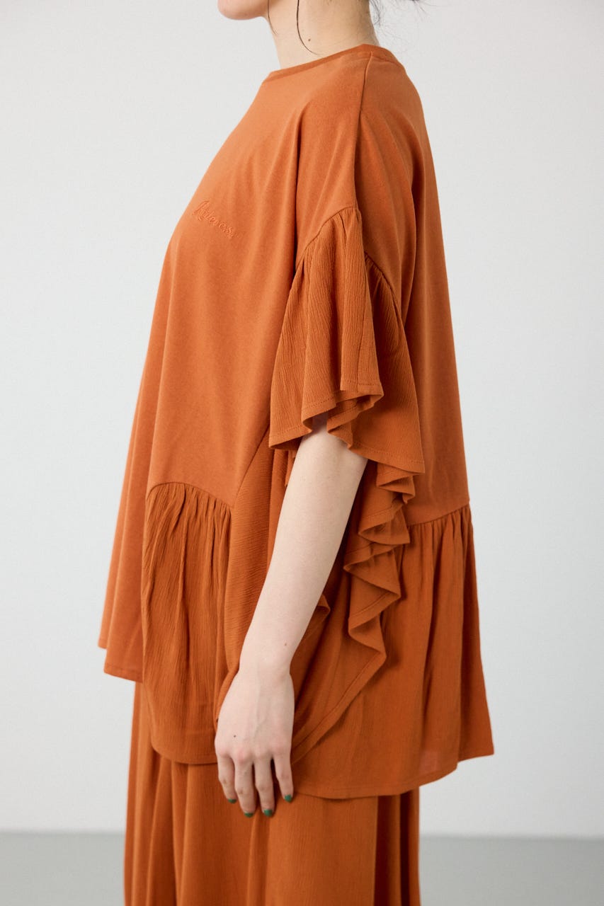 レーヨンクレープドッキングフリルトップス D/ORG FREE