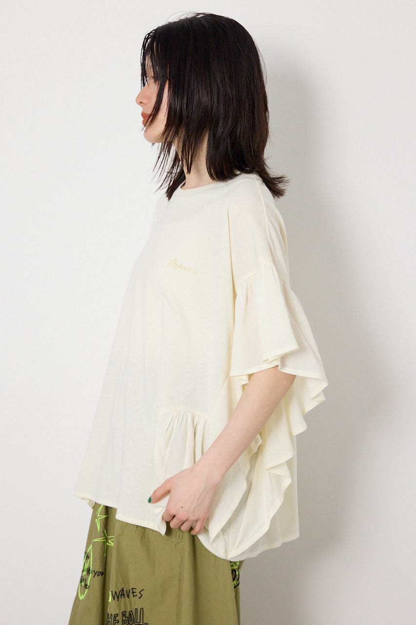 レーヨンクレープドッキングフリルトップス O/WHT FREE