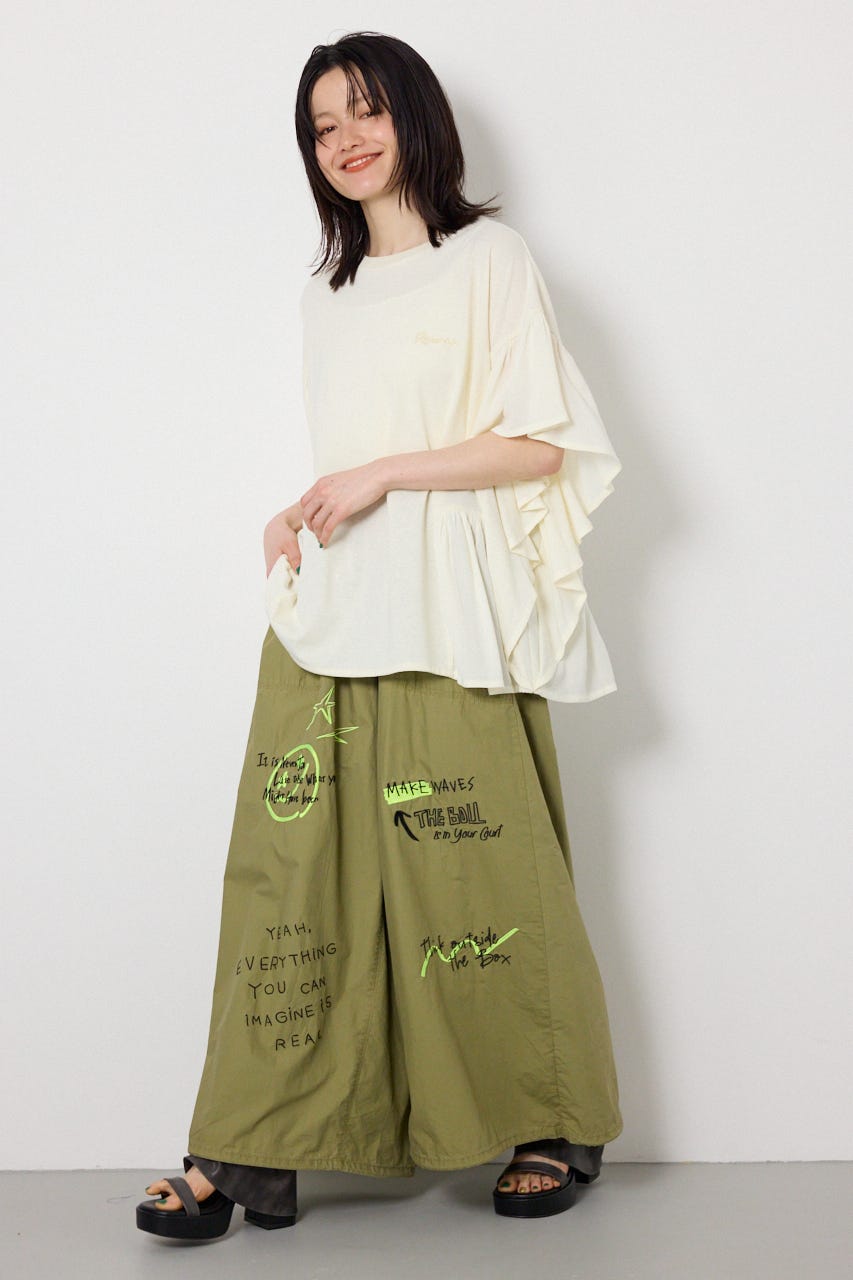 レーヨンクレープドッキングフリルトップス O/WHT FREE