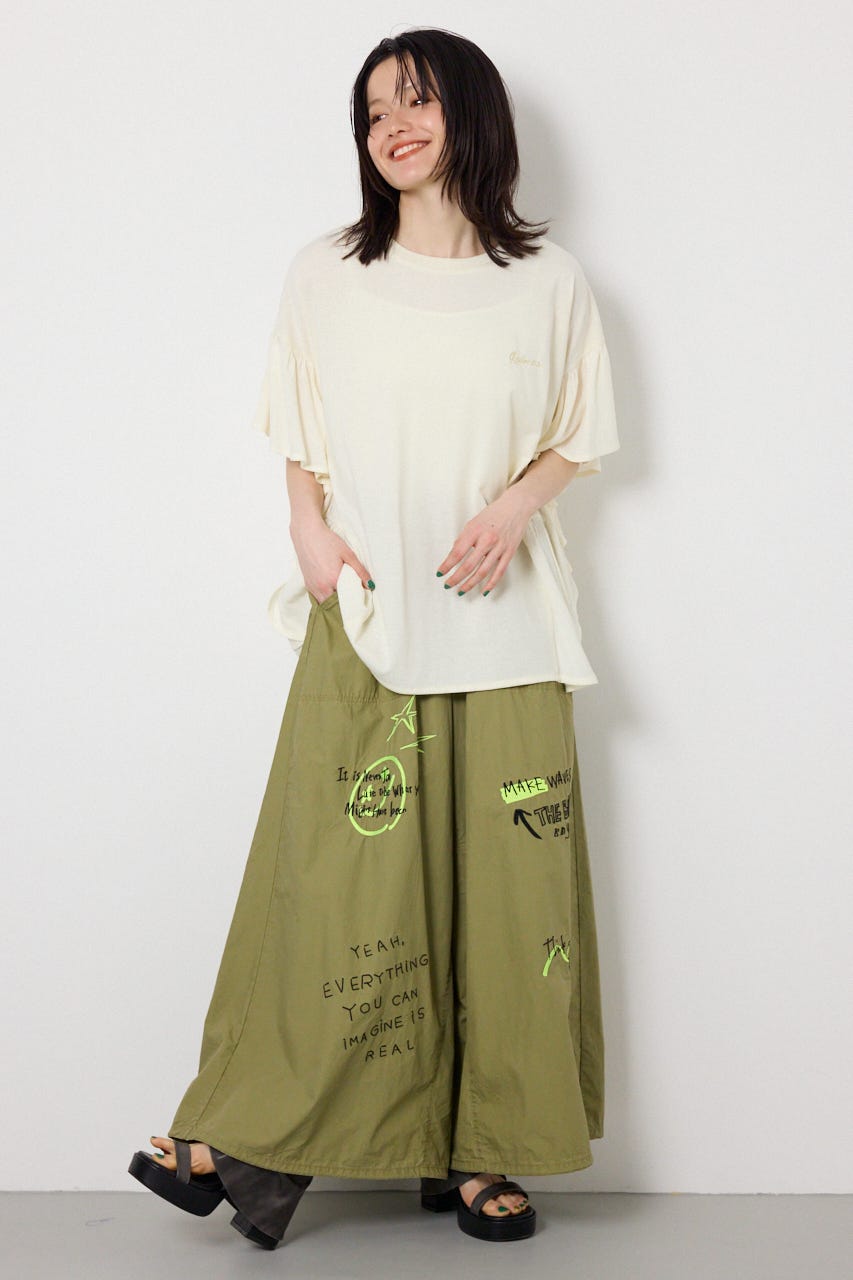 レーヨンクレープドッキングフリルトップス O/WHT FREE